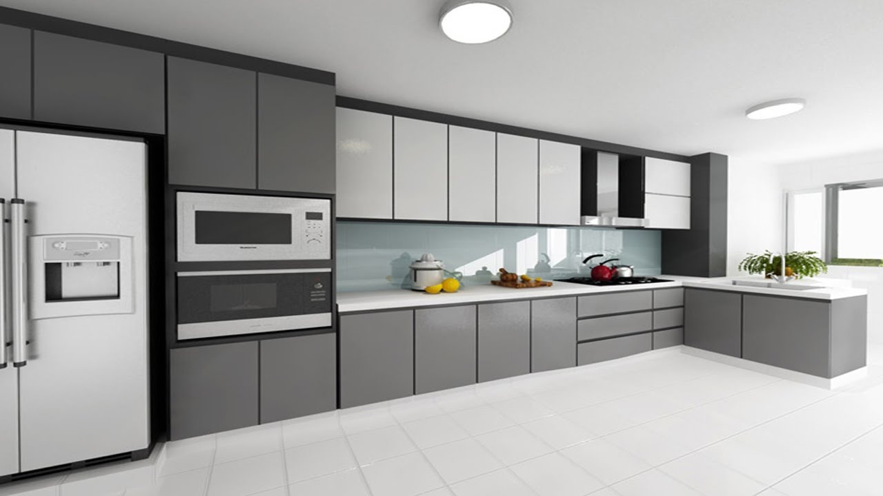 modern kitchen design in grey colour